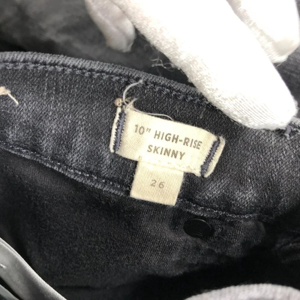 Madewell 10'' High Rise Skinny‎ Jean Womens 26 Black Charcoal Wash Stretch